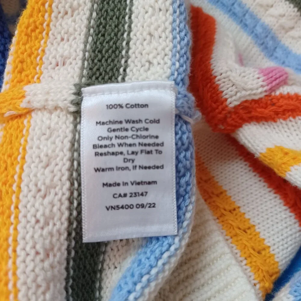 Talbots Sweater Multi Stripe Cardigan V Neck Button Front Womens‎ Petite